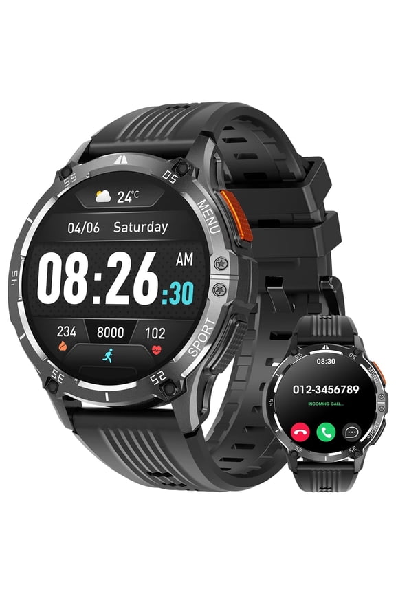1.43-inch Men's and Women's Smartwatch with Fitness Tracking, Answer/Dial/100 Sport Modes, IP67 Water Resistant Sports Pedometer Fitness Watch fits for Android and iPhone Devices (Black)