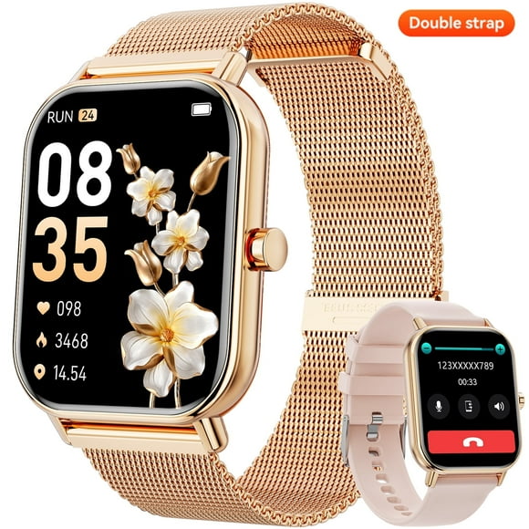 Mingwear 1.85-inch Men's and Women's Smartwatch fits for Android and Iphone, Fitness Tracker w/100 Sport Modes, IP68 Waterproof Fitness Watch, Answer/Call/Message Alerts (Milanese Steel Band)