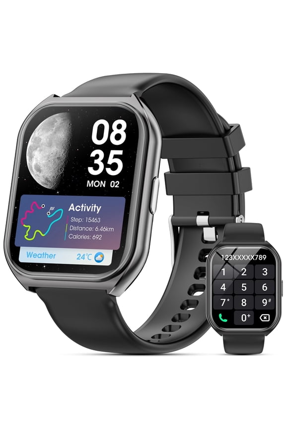 Mingwear 2025 New 1.83-inch Men's and Women's Smartwatch with Fitness Tracker, Answer/Make Calls/150 Sport Modes, IP67 Water Resistant Sports Fitness Watch fits for Android and Iphone Devices (Black)