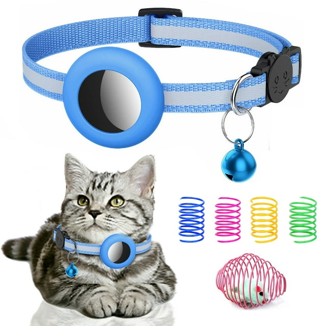 Mingwear Cat Collars with Bell Set of 6, GPS Tracker Cover Collar with