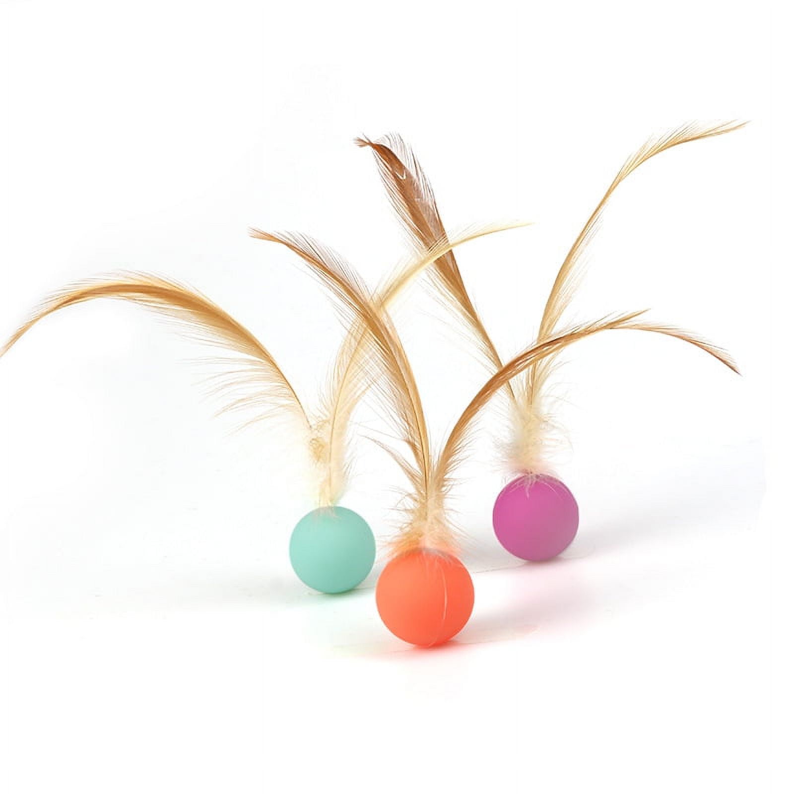 Mingwear Cat Toys Feather Bouncy Balls, Different Colors Indoor Cat