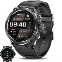 Mingwear Men's Smartwatch (Answer/Dial), Bluetooth Tactical Smartwatch for Android and iPhone, 5ATM Waterproof Outdoor Fitness Tracker, Black