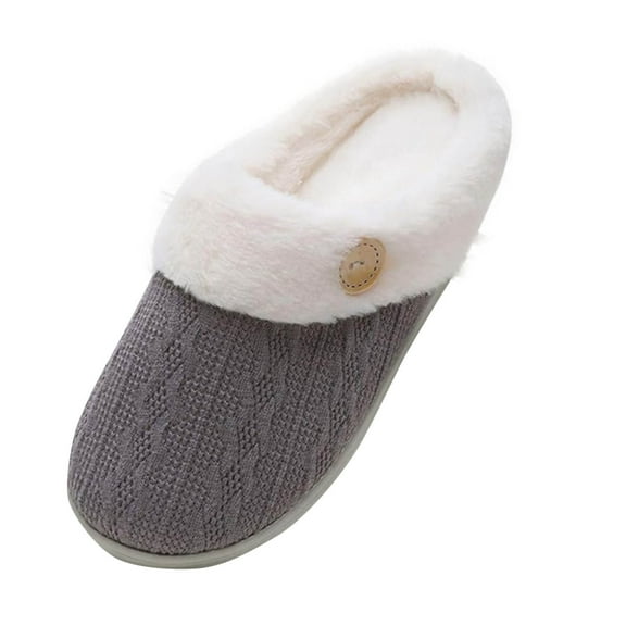 Mingws Shoes Platform Slippers for Women Fluffy Warm Cozy Homewear Shoes Memory Foam Anti-Skid Slip-On Shoes