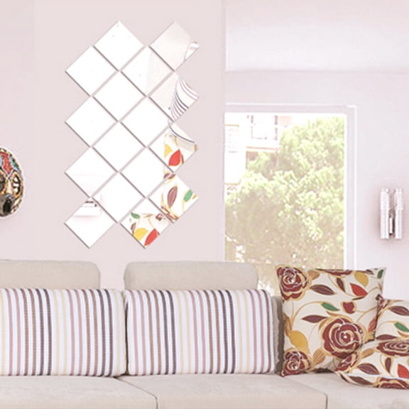 Minhui 16pcs Square Mirror Tile Wall Stickers 3D Decal Mosaic Home Decoration 15cm/5.9in