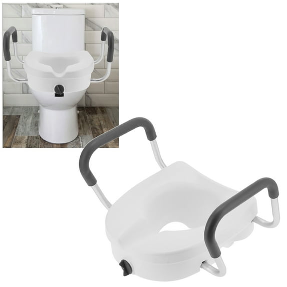 Minhui Riser with Arms for Elongated Size Bowl, Raised Toilet Seat with NonSlip Adjustable Armrest Toilet Seat