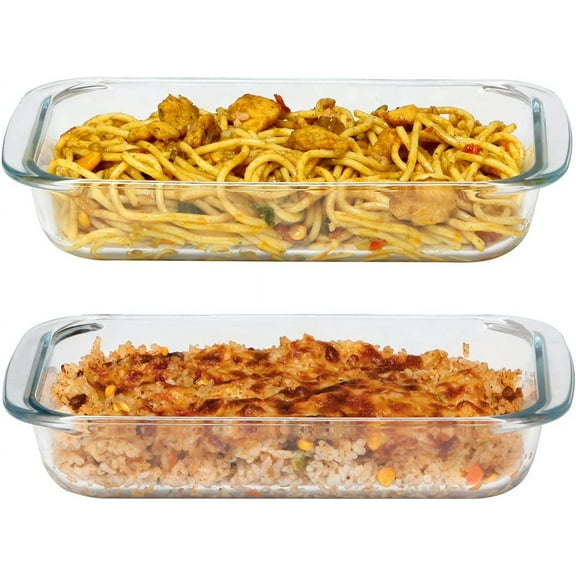 Mini-1 Quart Glass Baking Dish for Oven, 2 Pcs Single Serving Glass Pan for Cooking Oblong Casserole Dish Rectangular Baking Pan Glass Bakeware