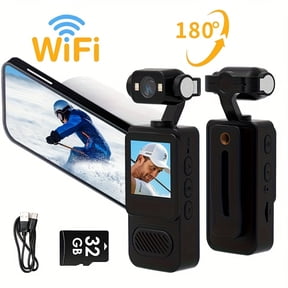 Mini 1080P HD Camera with 180° Rotating Lens, Night Vision, 5H Battery, Loop Recording, Infrared for Outdoor Sports Travel | Sleek Black