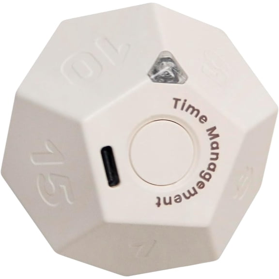 Mini 12 Sided Cube Timer, 11 Preset Times Pomodoro Timer for Enhanced Productivity. Ideal for ADHD Management, Workout, Study & Kitchen Cooking. Easy to UseWhite