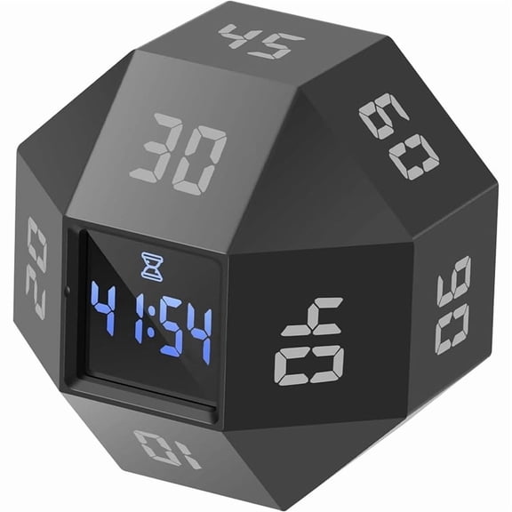 Mini 12-Sided Cube Timer Rechargeable Time Management Efficiency Tool Suitable for ADHD Management, Study and Cooking