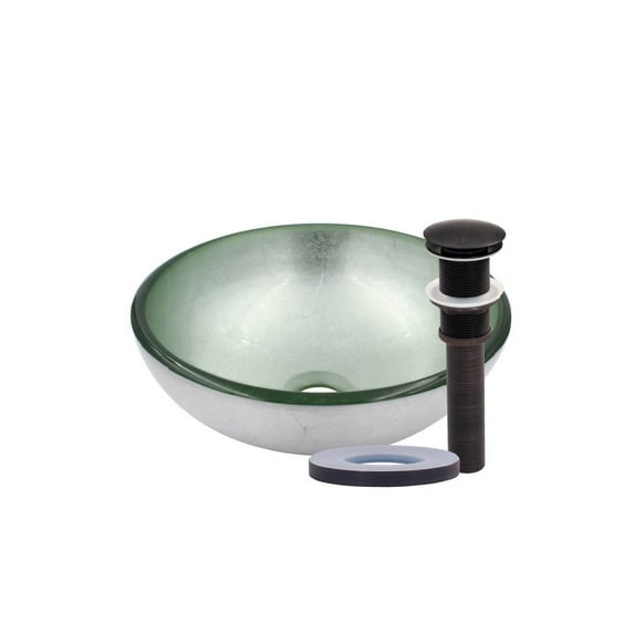 Mini 12-inch Argento Glass Vessel Bathroom Sink, Oil Rubbed Bronze