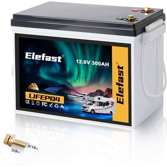 Mini 12V 300AH Lifepo4 Battery,12V Lithium RV Battery Built-in 200A BMS & Bluetooth,Support in Series/Parallel,Up to 8000 Deep Cycle.Perfect for RV,Solar Energy,Off-Grid System