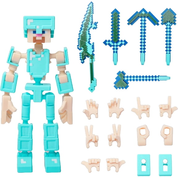 Mini 13 Titans Action Figure, 8 inches, Strong Magnetic Accessories, 8 in 1, 3D Printed Robot Multi-Jointed Movable, Pixel-Style Cute Desktop Ornament(Assembly Completed)