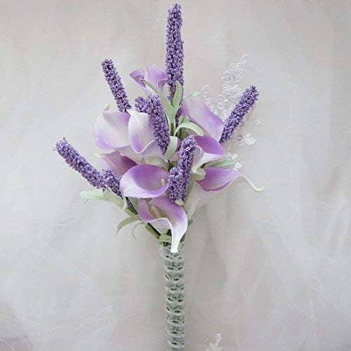 Mini 15" Artificial Calla Lily 10 Stem Flower Bouquets (Lavender