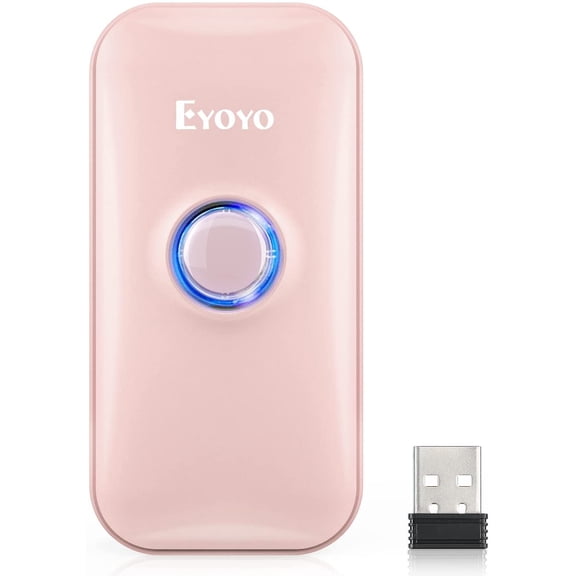 Mini 1D Bluetooth Barcode , 3-in-1 Bluetooth & USB Wired & 2.4G Wireless Barcode Reader Portable Bar Code ning Work with Windows, Android, iOS, Tablets or Computers(Pink)