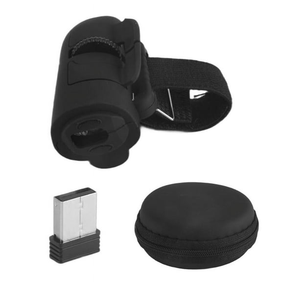 Mini 2.4G Wireless Finger Ring Mouse Ergonomic Handheld Optical Travel Mice(Black)