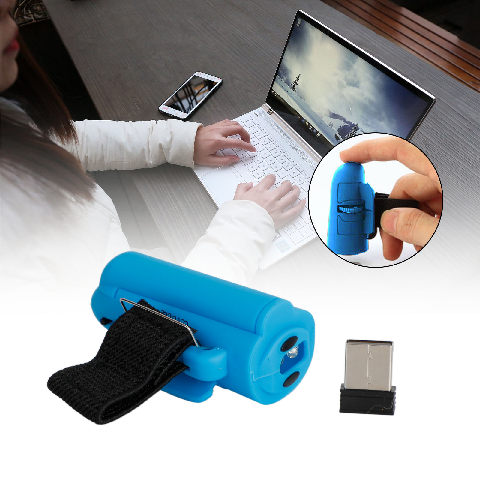 Mini 2.4GHz Wireless Mouse Innovative Finger Ring Mice for PC Laptop