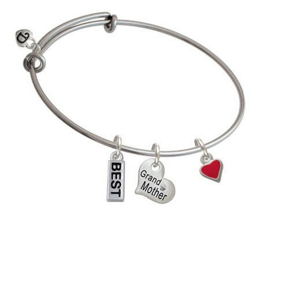 Mini 2-D Red Heart Grandmother Heart Expandable Bangle Bracelet