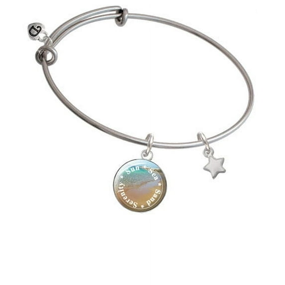 Mini 2-D White Star Sun Sea Sand Serenity Bangle Bracelet