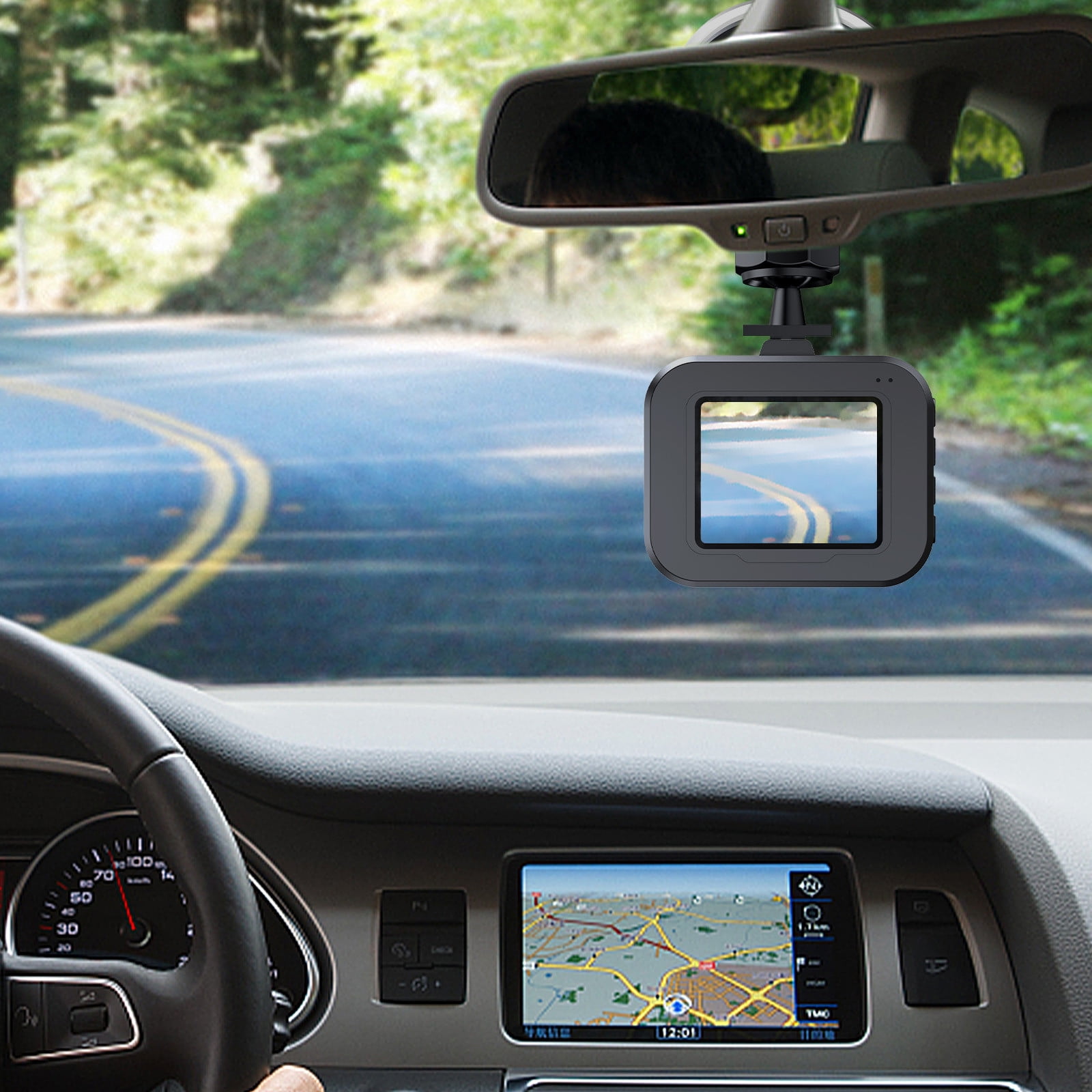 Mini 2-Inch 1080P Dash Camera Hidden Behind Mirror, 170° Wide Angle ...