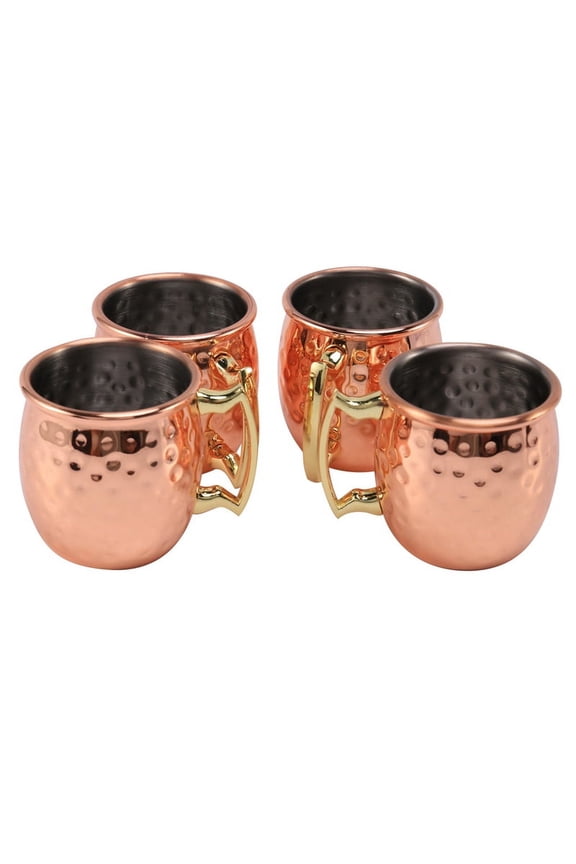 Mini 2-Ounce Stainless Steel Moscow Mule Mug Espresso Mini Mugs Copper Plated Mug Shot Mugs Set of 4