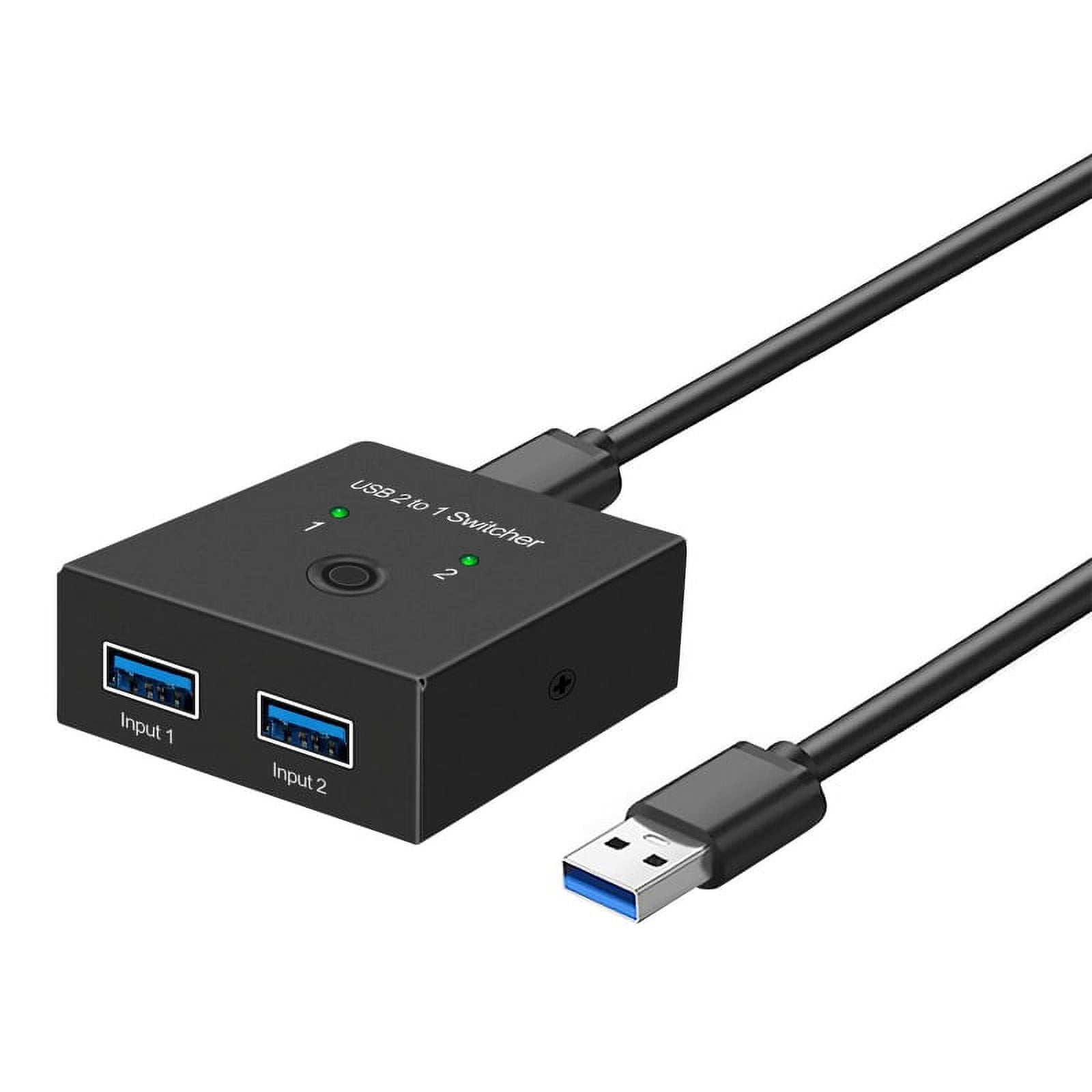 Mini 2-Port USB 3.0 Hub Splitter Bi-directional 2 In 1 Out 5Gbps Fast KVM  Switch