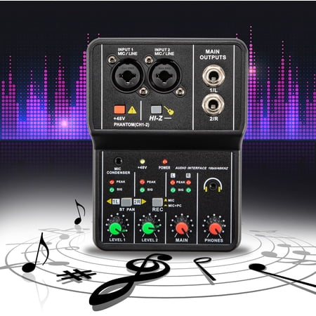 Mini 2-channel Audio DJ Mixer Console, Professional DJ Audio Mixer, 2-Channel DJ Controller Sound Mixer