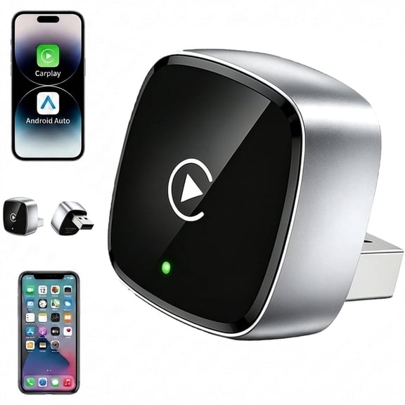 Mini 2-in-1 Wireless CarPlay Adapter , Convert Wired CarPlay Android Auto to Wireless, USB-A/Type-C Dual Connector, Ultra Low Latency Plug & Play for iOS & Android, Compatible with 1000+ Cars