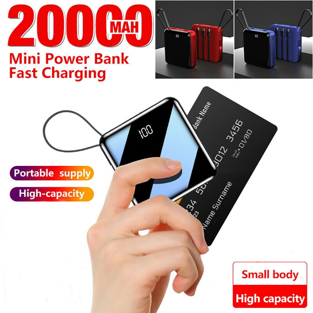 Mini 20000mAh Portable Charger Power Bank Fast Charging & Portable External Battery Backup Charger with 5 cables & LED Display