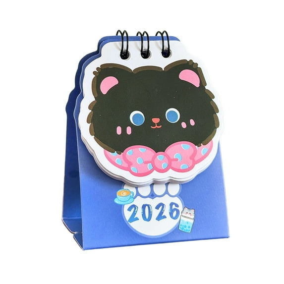 Mini 2026 Desk Calendar Cartoon Cat Desktop Daily Organization To Do List 2026 Coil Calendar Home Office Supplies