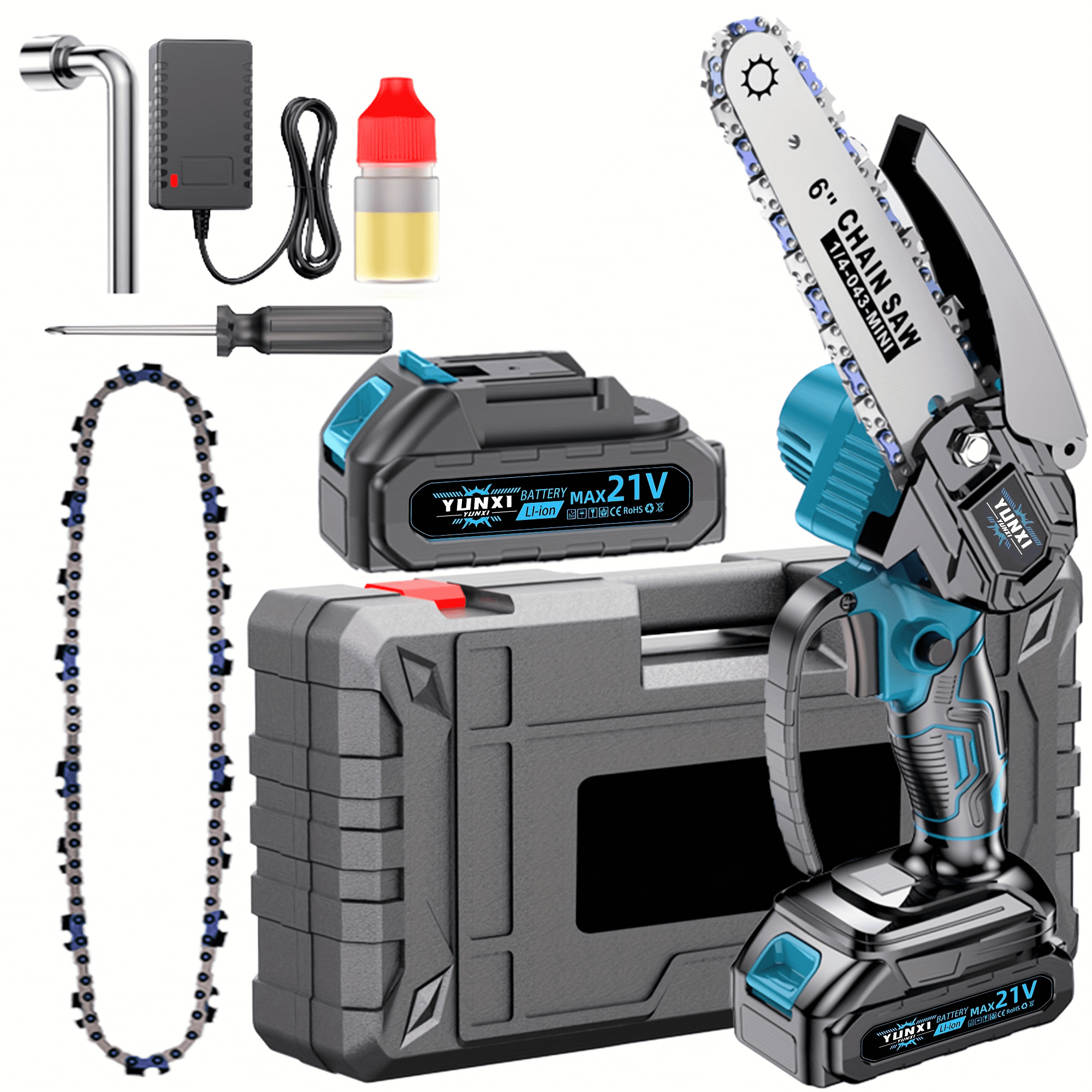 Mini 21V power wireless electric chainsaw, portable handheld electric chainsaw, equipped with lithium battery power, professional garden saw, gardening tool
