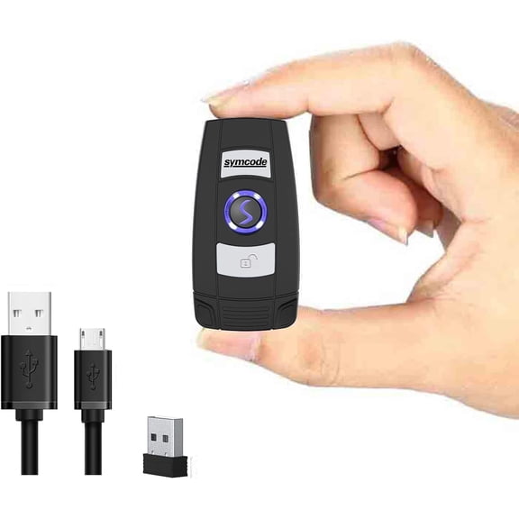 Mini 2D Portable Handheld Bluetooth Barcode Scanner Wireless 2.4G & USB Wired 3-in-1 Bar Code Scanner Portable USB QR Code Scanner for Windows.Android.iOS.MAC