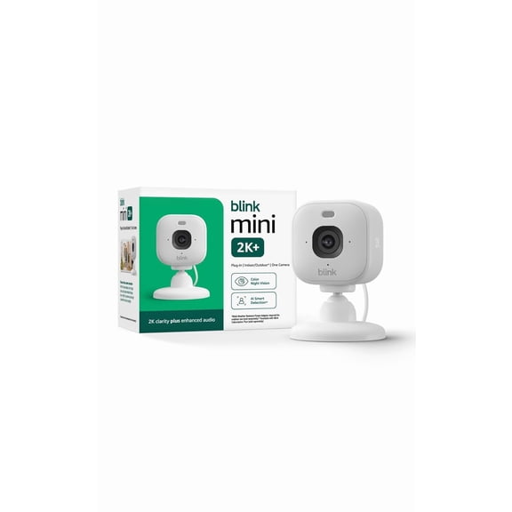 Mini 2K+ (newest model) Plug-in Home & Pet Indoor Security Camera with 2K video resolution, night vision, enhanced audio, motion detection 1 camera (White)