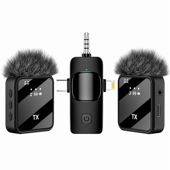 Mini 3 in 1 Noise-Cancelling Wireless Lavalier Microphone. 45M Long-Range Wireless Transmission and Up to 12 Hours Battery Life. Perfect for Interviews, Vlogging, Podcasting and More.