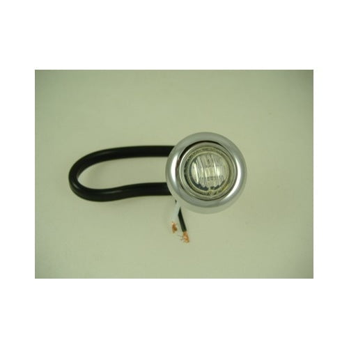 Mini 3/4" Round Red 3 LED Clearance Marker Light / Stainless Steel Bezel / Clear