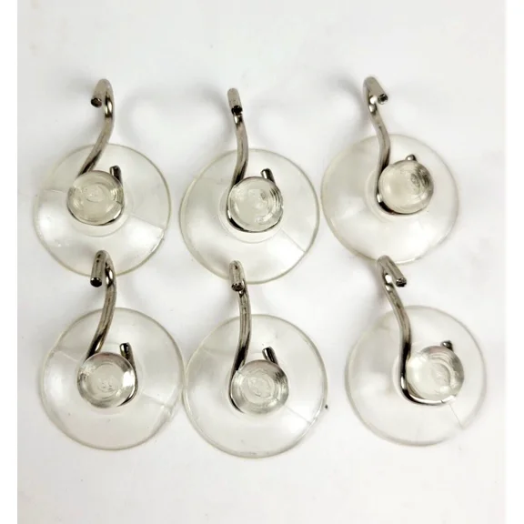 Mini 3/4" Suction Cup Hanger Storage Hooks 6 Pack, Max 1/2 Lb. Weight Capacity
