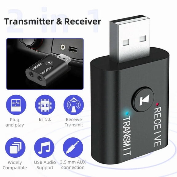 Mini 3.5Mm Bluetooth 5.0 Transmitter Receiver Tv Pc Car Usb Audio Stereo Adapter