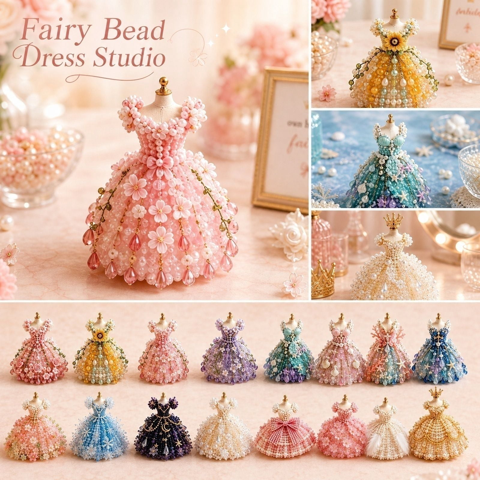 beads for dresses Diy Handmade Beaded Craft Set, Princess Dress Jewelry Making Adults, Pearl Beads for Jewelry Making Flower Decorations, Craft Beads Jewelry Making Kit for Adults, 3X3 in Neck One Shoulder Long