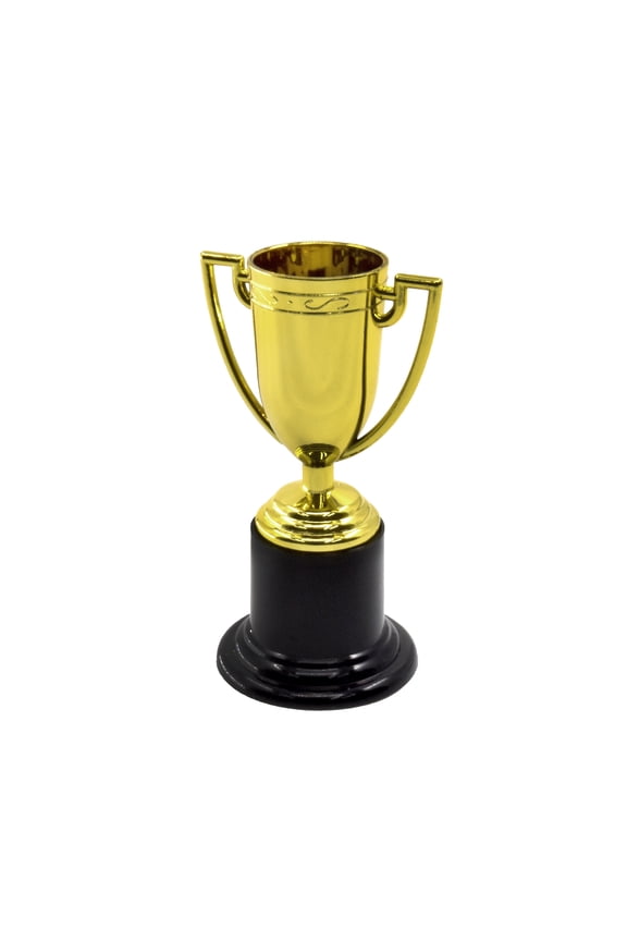 Mini 3.8-in Plastic Gold Trophies for Kids, 6 Count, Unisex, Party Favors, Way to Celebrate!