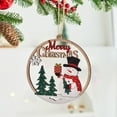 thumbnail image 1 of Mini 3.94" Round Wooden Hollow Christmas Ornaments Tree Decoration, Rustic Merry Christmas Hanging Ornament Wooden Hollow Blessed Words Winter Tree Wreath Decor for Farmhouse, Xmas Gift, 1 of 6