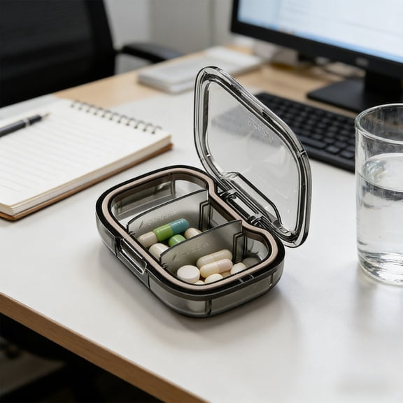 Mini 3-Compartment Pill Organizer Box - Portable Travel Size Medicine Storage Case - Moisture-Proof Airtight Container for Vitamins, Supplements, Small Items - 2.8x2x0.8 Inch