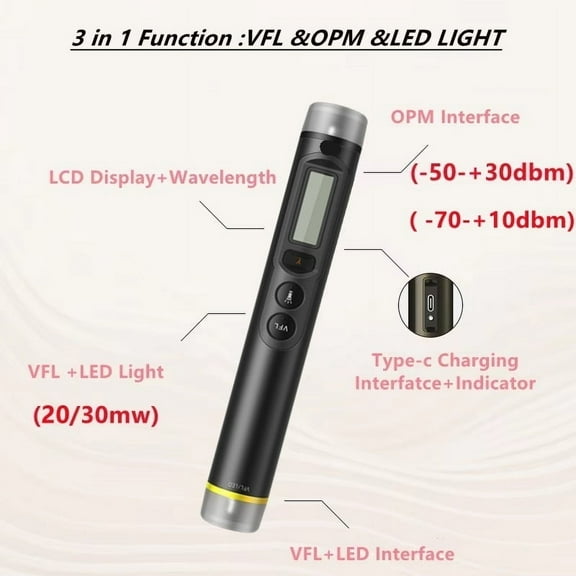 Mini 3 In 1 Fiber Optical Power Meter Visual Fault Locator 20/30MW LED VFL ,Quality Assurance