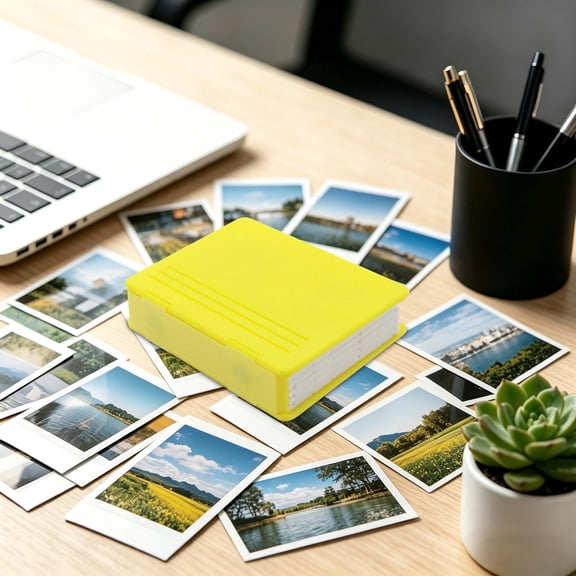 Mini 3 Inch Photo Album Storage Box Portable Organizer, Scratch Proof Small Photo Durable Compact, Travel Office Gift Photo Storage Collectors