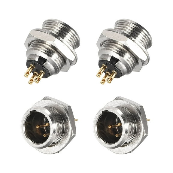 Mini 3 Pin XLR Male Socket Microphone Chassis Panel Mount Aviation Connector 4Pcs