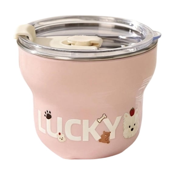 Mini 304 Stainless Steel Coffee Cup With Leakproof Lid, Cute Graphic Print Portable Small Drink Mug For Office Daily Use, Pink, 9 Oz