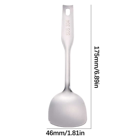 Mini 304 Stainless Steel Cooking Set - Polished Slotted Spoon, Ladle & Turner with Hanging Hooks - Compact Camping/Dorm Kitchen Tools for Campfire & Small Pots (Silver)