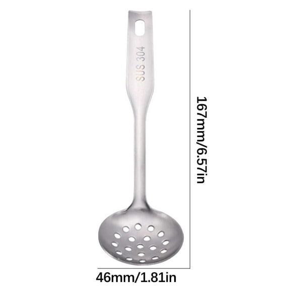 Mini 304 Stainless Steel Slotted Spoon, Sanded Kitchen Skimmer with Hanging Handle for Cooking