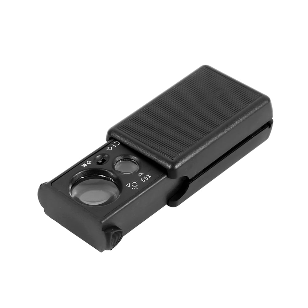 Mini 30X/60X Double Lenses Pocket Jewelry Magnifier with LED UV Lights