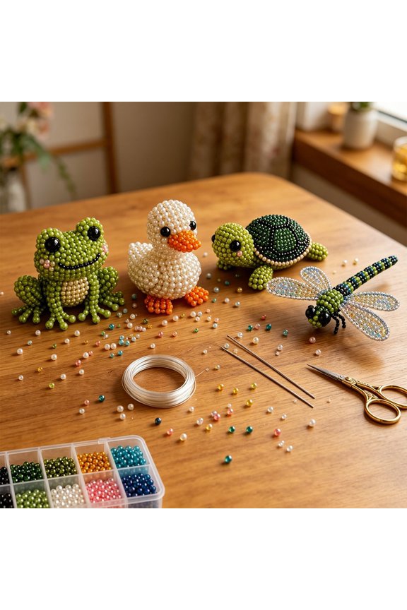 Mini 3D Beaded Animal DIY Kit Cute Handmade Kit with Tools Instructions Adult Teen Craft Kit for Desk Decor Keychain Weekend Gift YYUZH