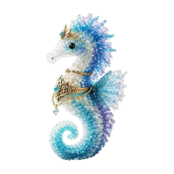 Mini 3D Beaded Animal DIY Kit Petite DIY Beaded Animal Craft Kit 3D Animal Themed Beadwork Kit for Beginners & Craft Enthusiasts with Colorful Beads Instructions,Beaded Sea Horse