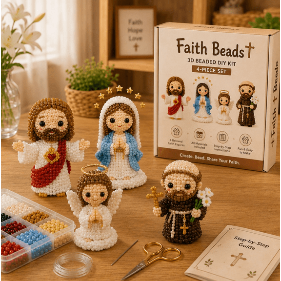 Mini 3D DIY Beading Kit Bead Your World Complete Craft Set With Multiple Themed Designs Including Animals Flowers Vehicles Fish Planets And Faith Figures